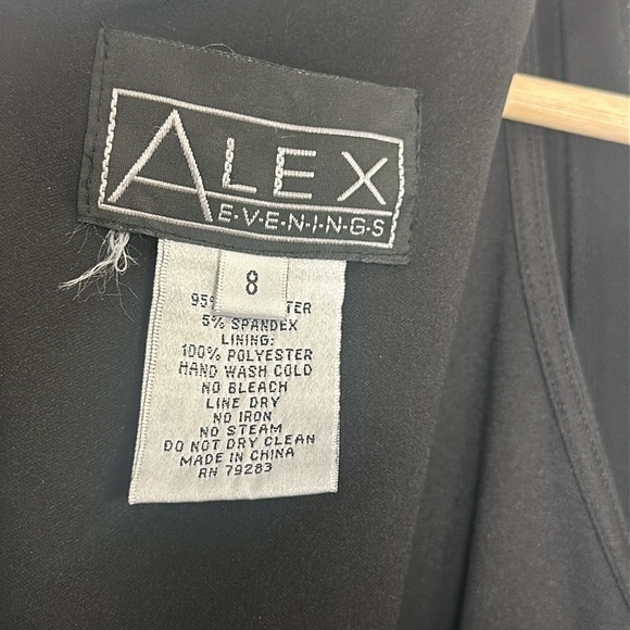 Alex Evenings Women’s Size 8 Black Gold 3/4 Sleeve Midi Knee Length Dress - Picture 8 of 13